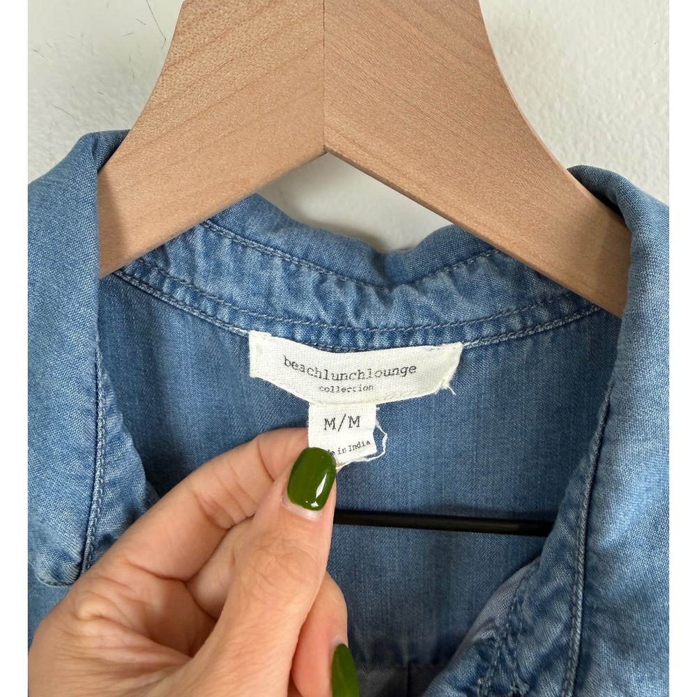 Beachlunchlounge Ombre Denim Shirt Dress Womens Medium Blue Sleeveless Lyocell - Picture 3 of 8